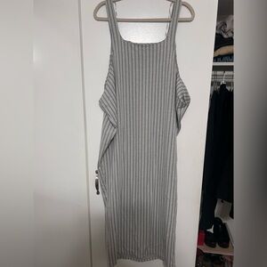 Zara Gray Striped Midi Dress